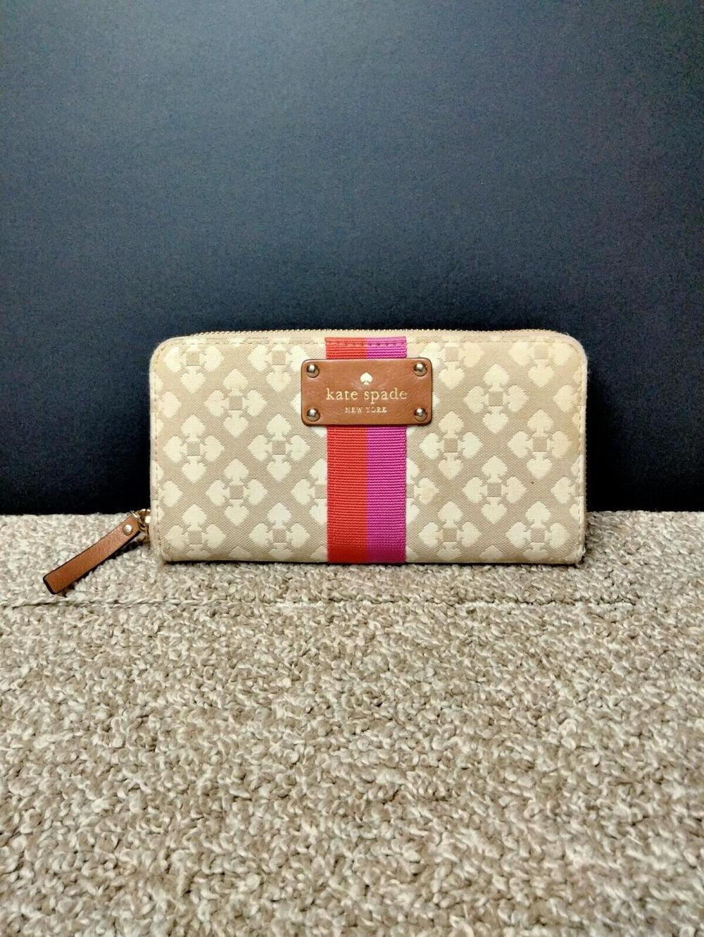 Kate Spade Project Wallet New York Neda Classic Spade Zip Around Stucco WLRU1187